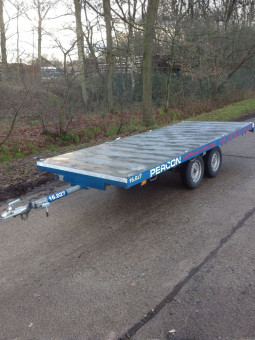 Aanhangwagen - Dubbelas - Plateau - 4m - huren | Percon | Gekeurde aanhangwagen - Dubbelas - plateau - 4m - voor veilig vervoer
