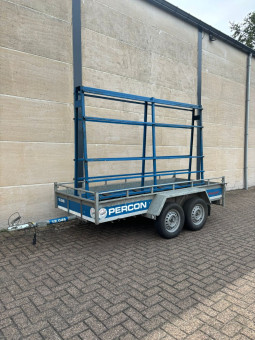 Aanhangwagen - Dubbelas - Open met Glasrek - huren | Percon