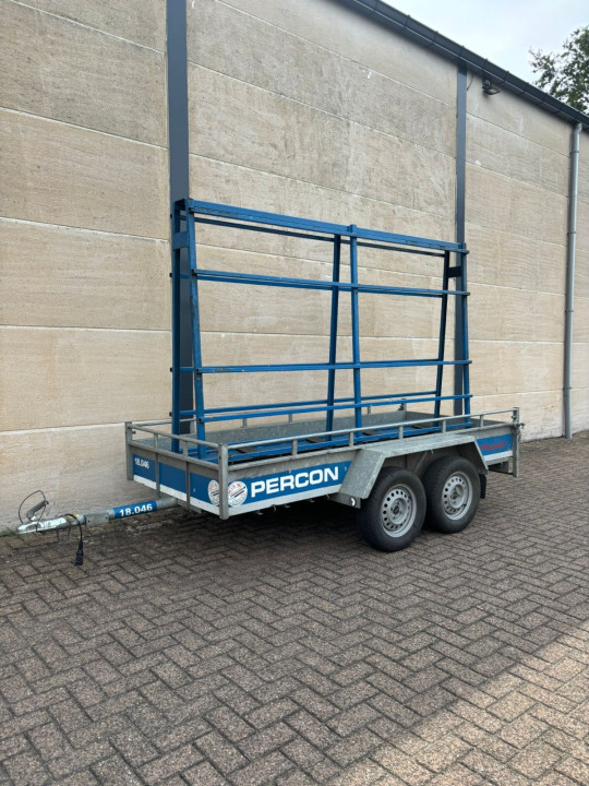 Aanhangwagen - Dubbelas - Open met Glasrek - huren | Percon