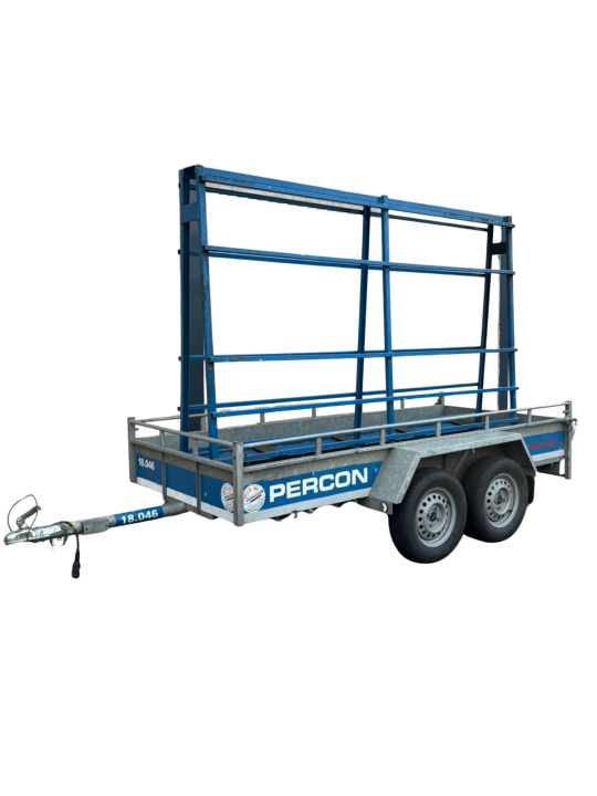 Aanhangwagen - Dubbelas - Open met Glasrek - huren | Percon