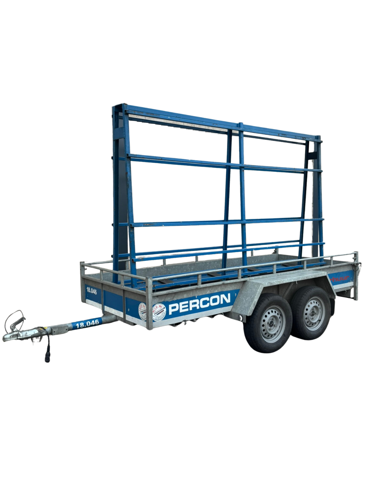 Aanhangwagen - Dubbelas - Open met Glasrek - huren | Percon