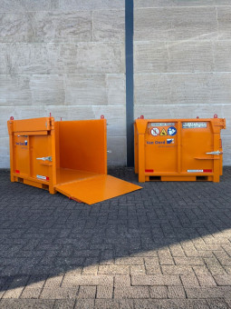 Hijsbak met klep kopen | Percon | Gekeurde hijsbakken voor veilig hijswerk